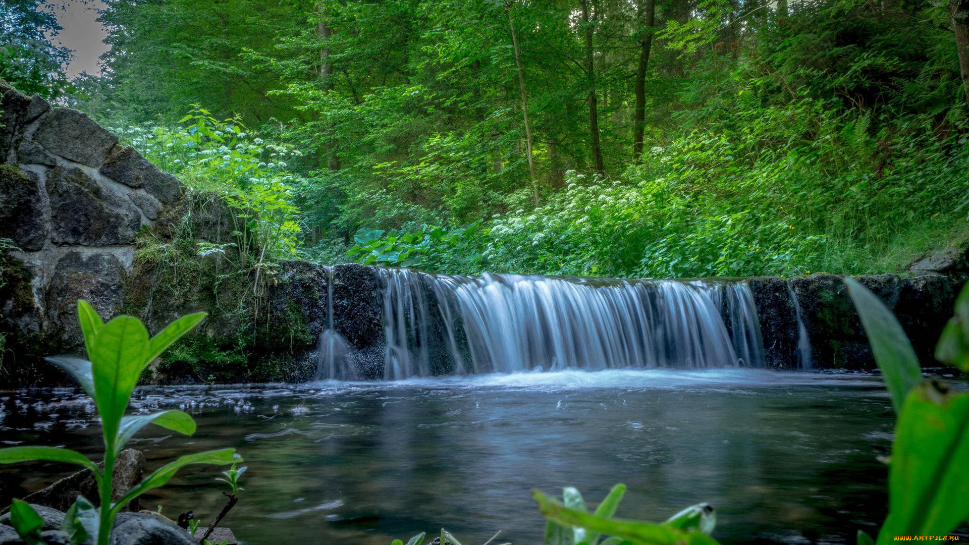 Зеленый город водопад фото